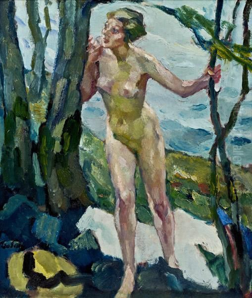 Weiblicher Akt Mit Baumen Oil Painting by Leo Putz