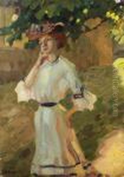 Damenportrat Oil Painting by Leo Putz