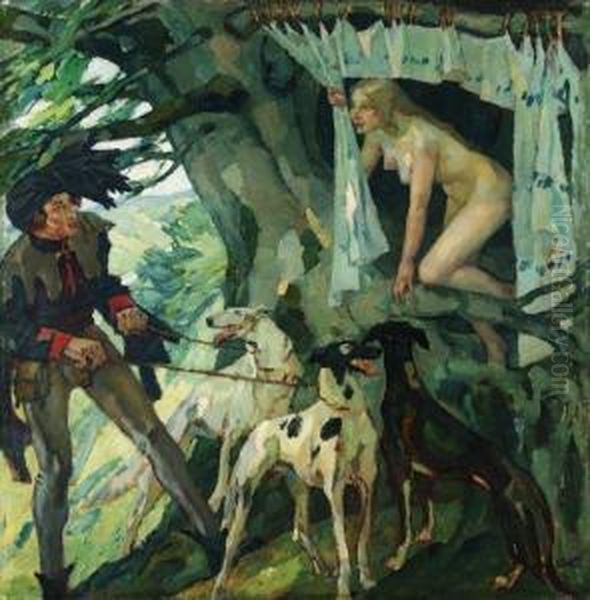 Marchenprinzessin Im Baum Oil Painting by Leo Putz