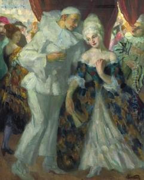 The Fancy Dress Party Oil Painting by Leo Putz