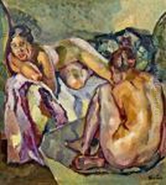 Zwei Akte Oil Painting by Leo Putz