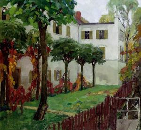 Schloss Im Herbstlichen Garten (schloss Hartmannsberg) Oil Painting by Leo Putz