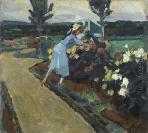 Im Garten Ii. Oil Painting by Leo Putz