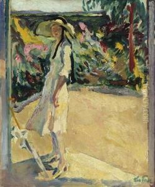 Auf Der Terrasse I. Oil Painting by Leo Putz