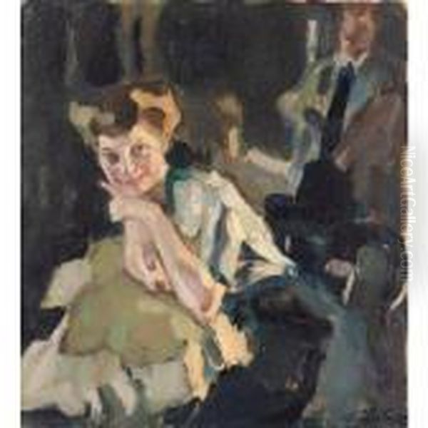 Tico Meves In The Artist's Studio Oil Painting by Leo Putz