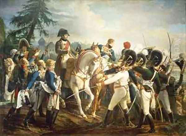 Napoleon and the Bavarian and Wurttemberg troops in Abensberg Oil Painting by Jean Baptiste Debret