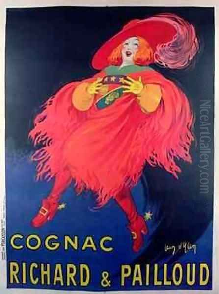 Poster advertising cognac distilled by Richard and Pailloud Oil Painting by Jean D'Ylen