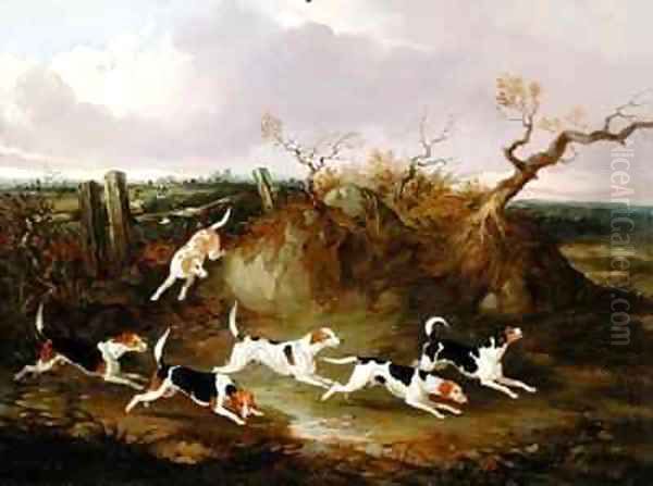 Beagles in Full Cry Oil Painting by Joshua Dalby