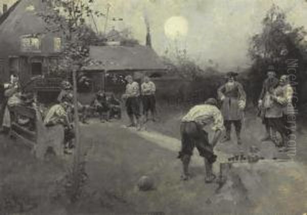 Bowling Oil Painting by Howard Pyle