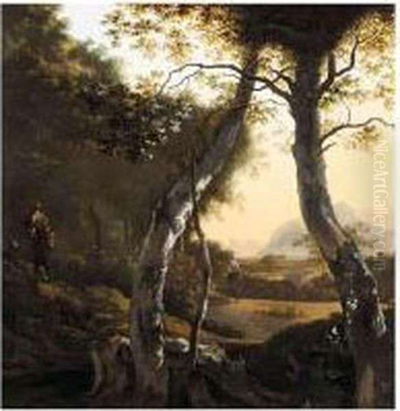 An Italianate Landscape With Drovers And Their Herds Oil Painting by Adam Pynacker