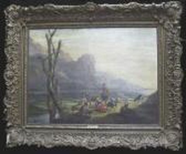 Landscape With Drovers And Livestock Oil Painting by Adam Pynacker