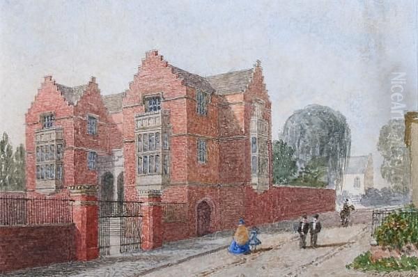 Harrow School, With Figures Before Oil Painting by George Pyne