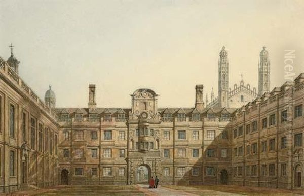 Clare College, Cambridge Oil Painting by George Pyne