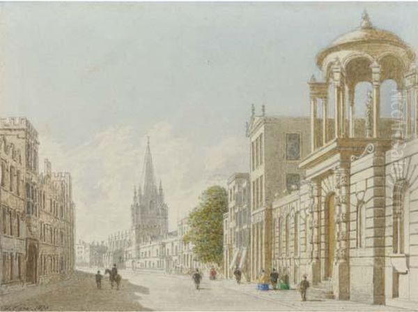 University College, St Mary's Church And Queen's College, Oxford Oil Painting by George Pyne