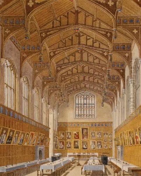 Hall Of Christchurch, Oxford Oil Painting by George Pyne