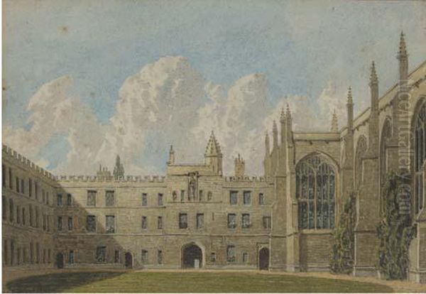 An Oxford Quadrangle Oil Painting by George Pyne