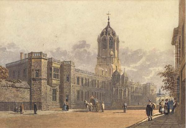 Christ Church College From St. 
Aldate's, Oxford (illustrated); And Christ Church College, Oxford Oil Painting by George Pyne