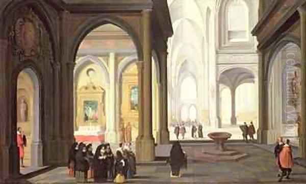 Church Interior Oil Painting by Jan van Dalen