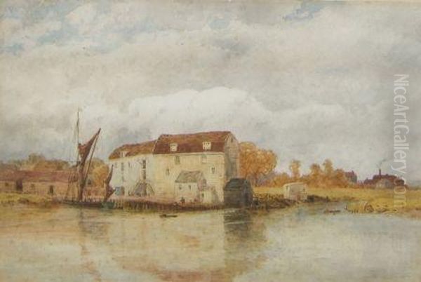 River Scene With Mill Oil Painting by Thomas Pyne