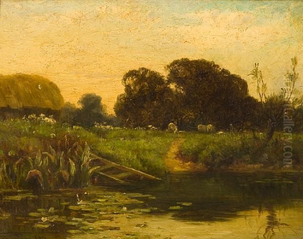 River Landscape Oil Painting by Thomas Pyne