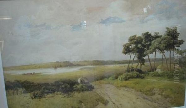 View On The River Blyth Oil Painting by Thomas Pyne