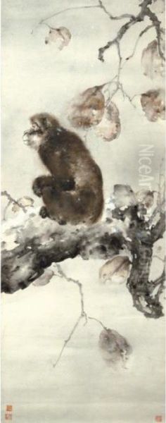 Apes Oil Painting by Gao Qifeng