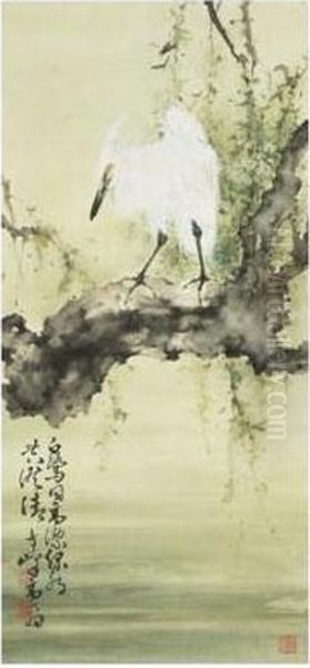 Egret Oil Painting by Gao Qifeng