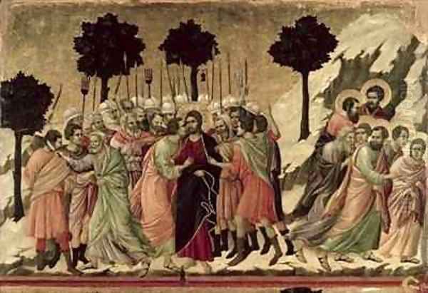 Maesta Betrayal of Christ Oil Painting by Buoninsegna Duccio di