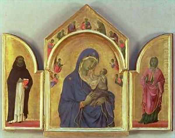 Madonna and Child with SS Dominic and Aurea Oil Painting by Buoninsegna Duccio di