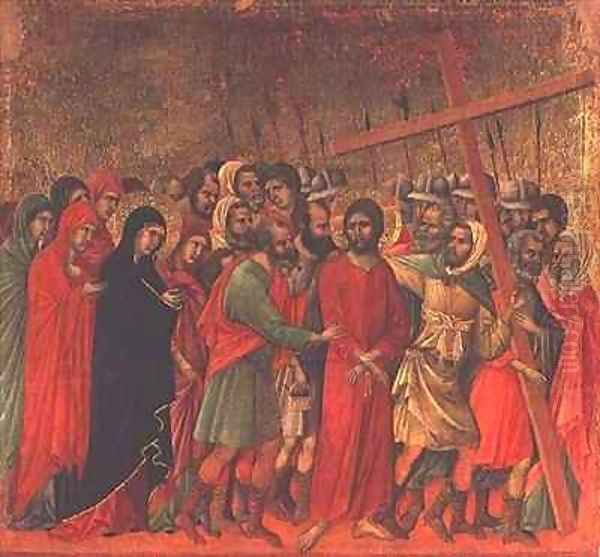 Maesta The Road to Calvary Oil Painting by Buoninsegna Duccio di