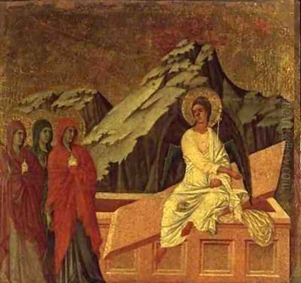 Maesta The Three Maries at Christs Tomb Oil Painting by Buoninsegna Duccio di