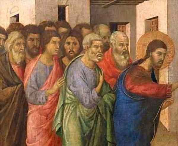 Jesus Opens the Eyes of a Man Born Blind 3 Oil Painting by Buoninsegna Duccio di