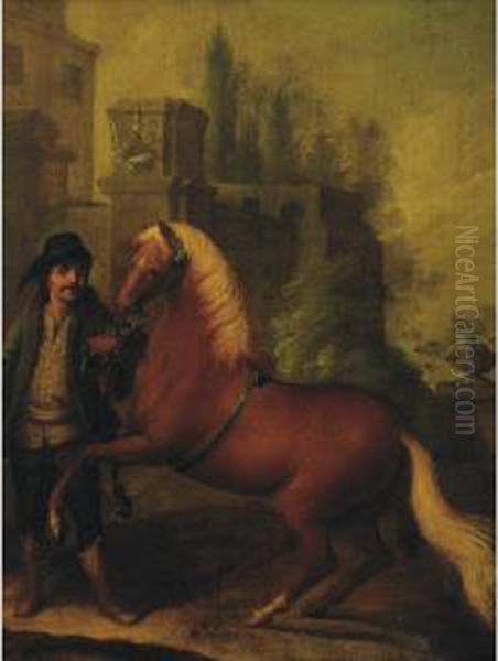 Horse And His Groom Oil Painting by Martin Ferdinand Quadal