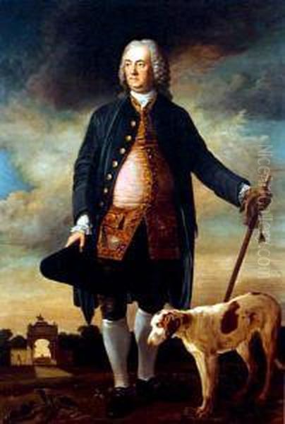 Portrait De Gentilhomme Avec Son Chien Oil Painting by Martin Ferdinand Quadal