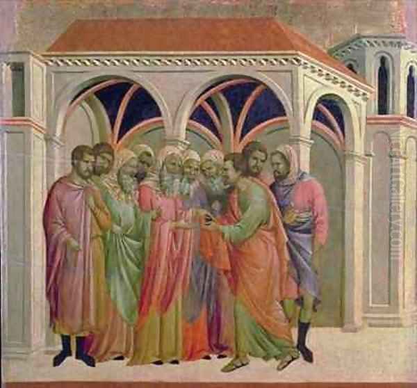 Maesta Judas Receives Thirty Pieces of Silver Oil Painting by Buoninsegna Duccio di