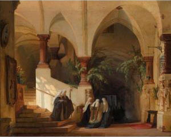 Ein Italienisches Kloster (an Italian Convent) Oil Painting by Domenico Quaglio