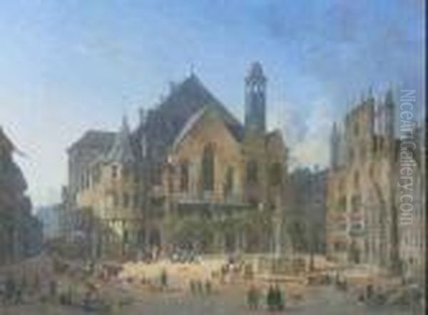 Hildesheim Oil Painting by Domenico Quaglio