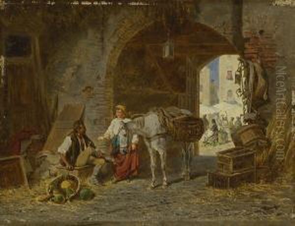 Italienische Marktszene Oil Painting by Franz Quaglio