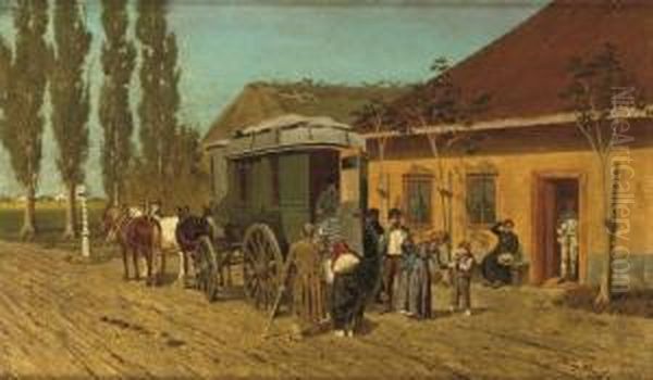 Arriving At The Inn Oil Painting by Franz Quaglio