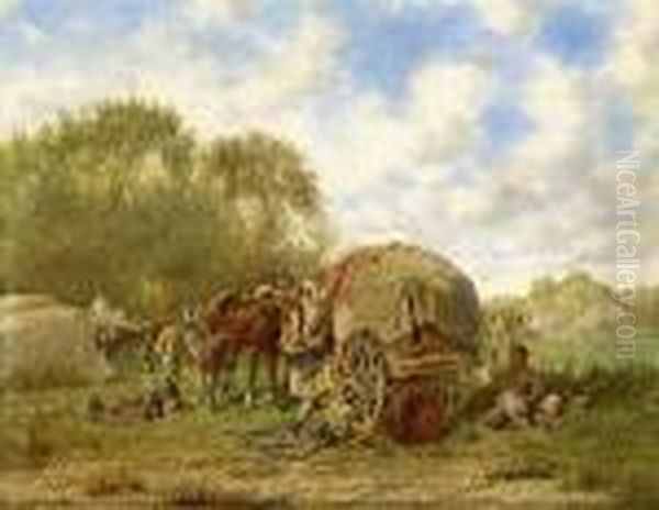 Marketenderin Im Feldlager. Oil Painting by Franz Quaglio