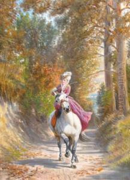 Riding Scenes Oil Painting by Franz Quaglio