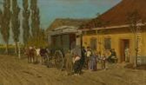 Halt Der Reisekutsche Oil Painting by Franz Quaglio