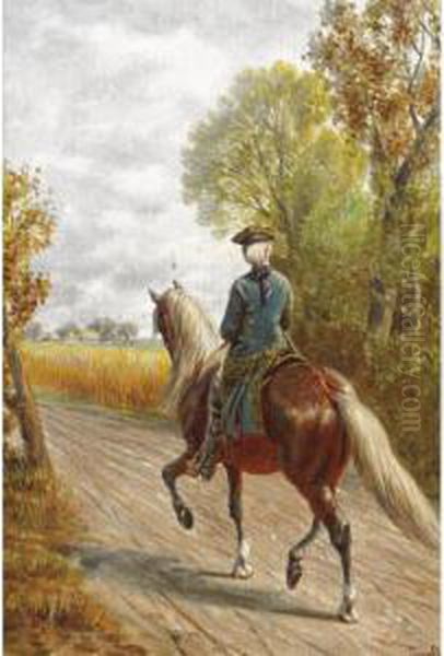 A Pair Of Riding Scenes Oil Painting by Franz Quaglio