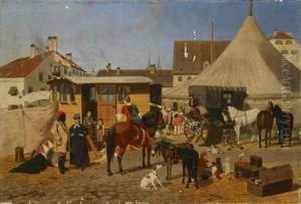 Circus On The St. Jakobsplatz, Munich Oil Painting by Franz Quaglio