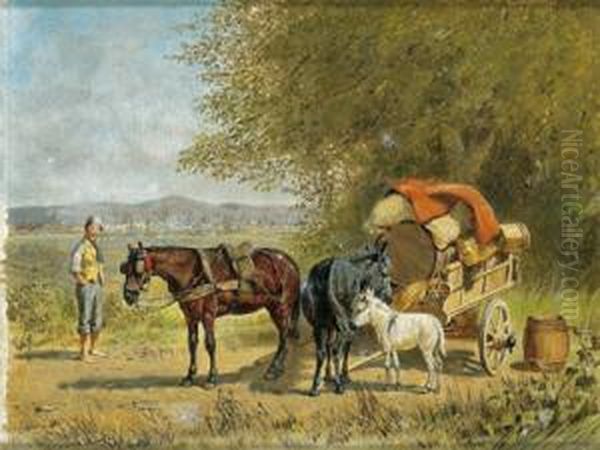 Rast Auf Der Landstrase Oil Painting by Franz Quaglio