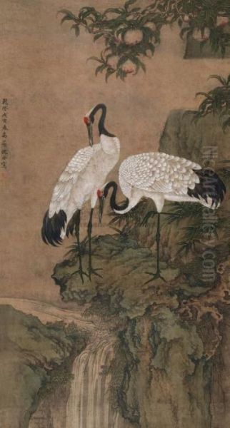 Cranes Oil Painting by Shen Quan