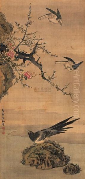 Flower And Bird Oil Painting by Shen Quan