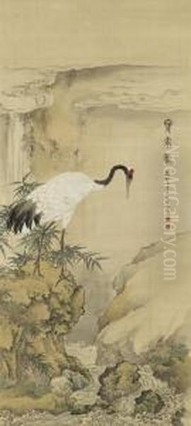 Crane Beside The Stream Oil Painting by Shen Quan