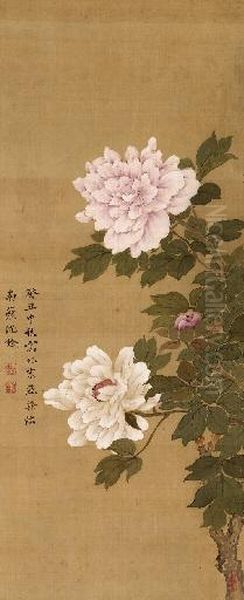 Peony Oil Painting by Shen Quan