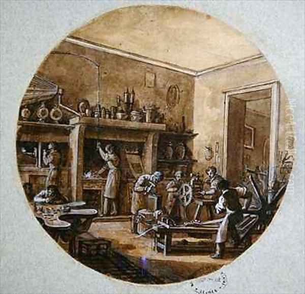 The Jeweller's Workshop Oil Painting by Jean-Charles Develly